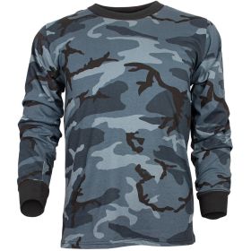 MENS LONG SLEEVE T SHIRT MIDNIGHT NAVY CAMO M