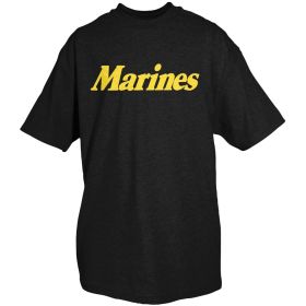 MARINES BLACK T SHIRT YELLOW IMPRINT (Option: M)