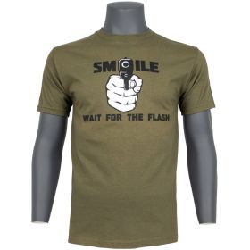 SMILE FOR THE FLASH MEN'S T SHIRT OLIVE DRAB (Option: S)