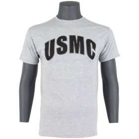 USMC T SHIRT, GREY/BLK IMPRINT (Option: S)