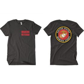 MARINE VETERAN MEN'S T SHIRT BLACK 2 (Option: SIDED  L)