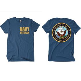 NAVY VETERAN MEN'S T SHIRT NAVY 2 (Option: SIDED  L)