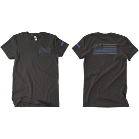 USA FLAG/THIN BLUE LINE T SHIRT BLACK 2 (Option: SIDED  L)