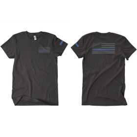 USA FLAG/THIN BLUE LINE T SHIRT BLACK 2 (Option: SIDED  M)