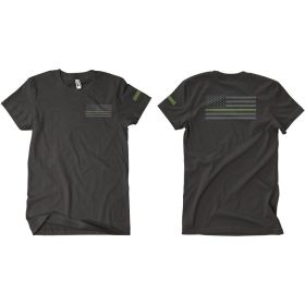 USA FLAG/THIN GREEN LINE MEN'S T SHIRT BLACK (Option: L)