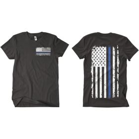 VINTAGE BLUE LINE MEN'S T SHIRT BLACK (Option: L)